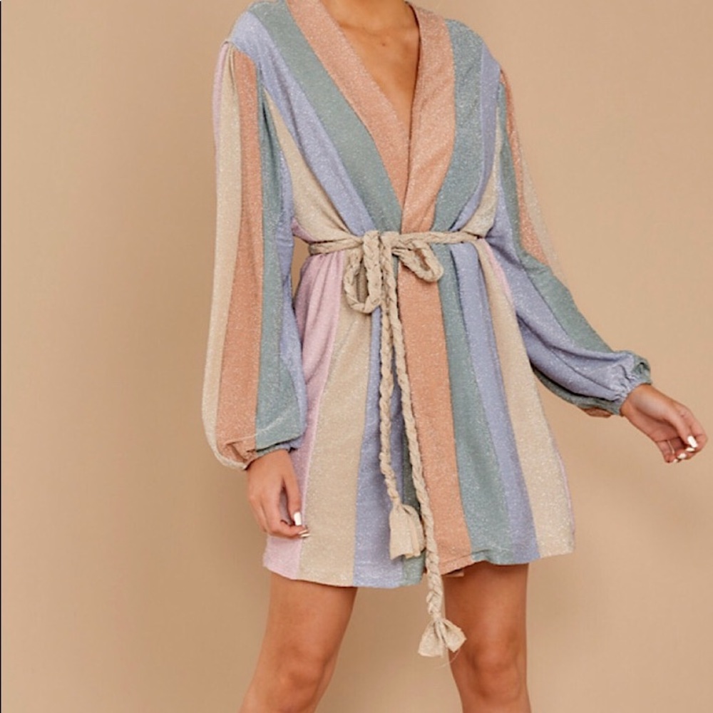 NWOT Aura Sparks Fly Mauve Multi Stripe Dress